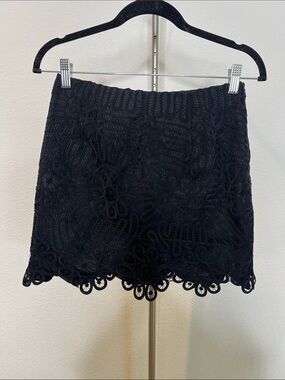 Barami Black Silk Lace Mini Skirt - Classic Women's Skirt